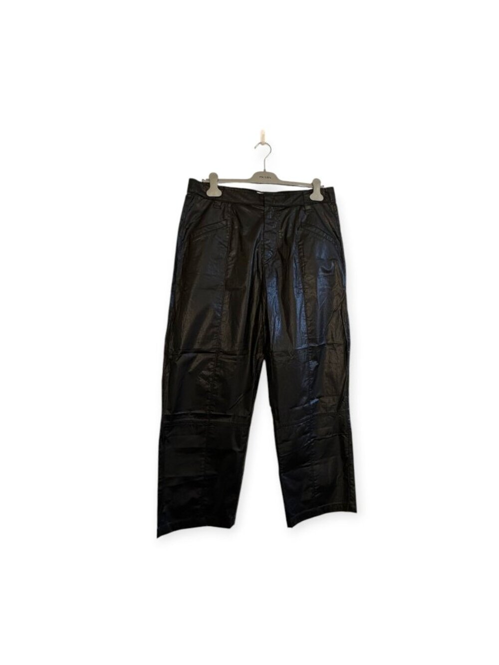 Isabel Marant Aude Coated Cotton Pants Black Cropped High Rise 42 NWT